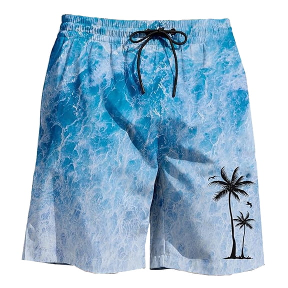 CONZONE Mens Swim Trunks With Mesh Liner Elastic Waist Summer Shorts for Men Hawaii Graphic Y2K Lightweight Loose Fit Vacation Beach Shorts With Pockets