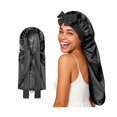 thumbnail image 1 of wonima11 Silk Bonnet for Sleeping Women, 22 Momme Mulberry Real Silk, Long Hair Bonnet for Braids & Curls to Reduce Frizz, Double Layer Hair Wrap with Soft Adjustable Tie Band, Black, 1 of 1