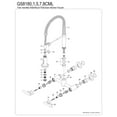 thumbnail image 3 of Kingston Brass GS8187CML Manhattan Double-Handle 2-Hole Wall-Mount Pre-Rinse Bridge Kitchen Faucet in Brushed Brass, 3 of 5