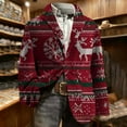 thumbnail image 6 of Lcziwo Men's Christmas Suit Jacket Xmas Party Prom Printed Suit Jacket Corduroy Three Buttons Casual Sports Coats Single Breasted Lapel Coats Red,M, 6 of 7