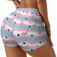 thumbnail image 2 of Sigee Flamingo1 Print Women's High Waist Workout Shorts - Squat Proof, Tummy Control, Yoga and Gym Activewear-Medium, 2 of 9