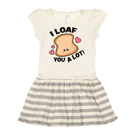 

Inktastic I Loaf You a Lot with Cute Bread Clip Art Gift Toddler Girl Dress