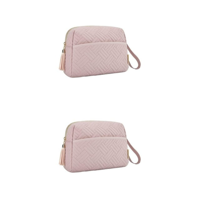 Transemion Dustproof Toiletries Bag - Stylish And Durable For Makeup And Cosmetics Smooth Zipping Travel Pink 2Set