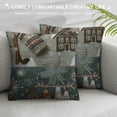 thumbnail image 3 of Qinduosi Throw Pillow Covers Forest Animals Winter Woodland Repetitive Deer Fox Bird Chalet Flowers Ski On Light Linen Decorative Square Pillowcases Cushion Cover Inch, 3 of 5