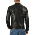 thumbnail image 2 of Noora Men's Black Lambskin Leather Racer Retro Motorcycle Biker Jacket With  Zipper & Pocket SU020, 2 of 3