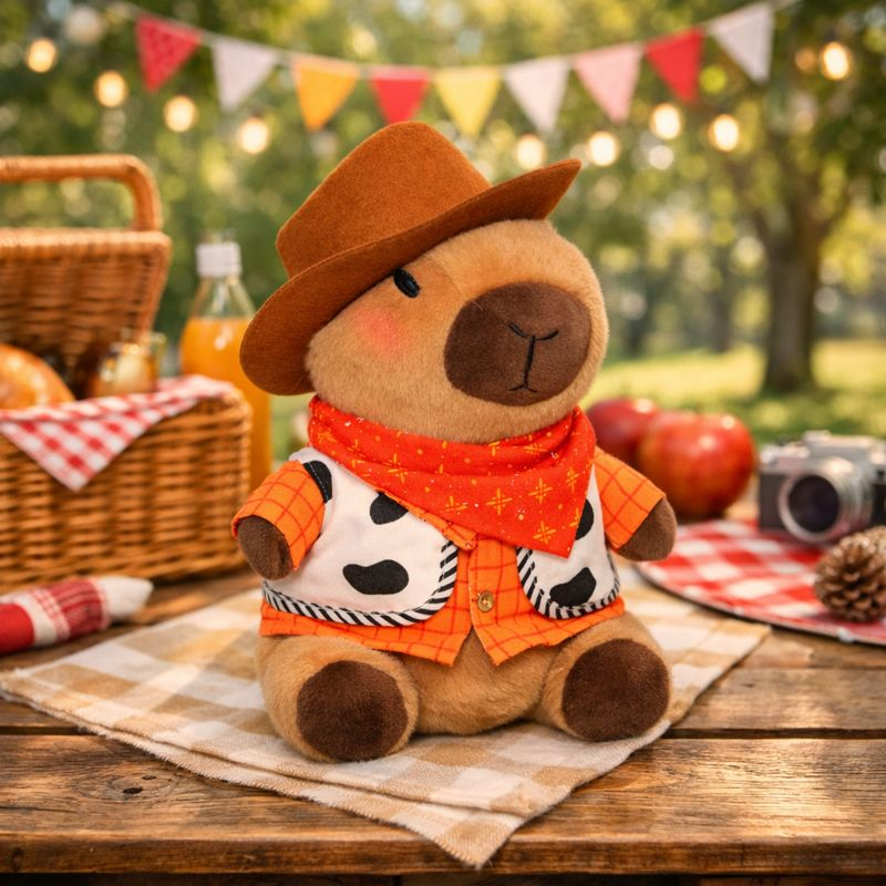 Capybara Plush with 10 pcs Dress-Up Outfits, 10.2" Cute Stuffed Animal Toy, Perfect Birthday & Christmas Gift for Boys and Girls Ages 8-10