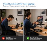 CD4 Adjustable Laptop Standing Desk Converter with 4 Heights, Tilting Platform and Level Mouse Pad, Black