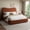 Brown, variant on Queen Size Boucle Bed Frame Soft Upholstered Cloud Bed Frame with Headboard, Modern Wave Teddy Fabric Headboard, Strong Wooden Slats, No Box Spring Needed, Easy Assembly, Noise Free, Brown