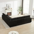 thumbnail image 5 of 110'' Oversized Corduroy Sectional Couch, L Shaped Corner Couch with Charge Station and Cup-holder, Deep Seat Comfy Upholstered Couches for Living Room, Not freely Combinable, Black, 5 of 9
