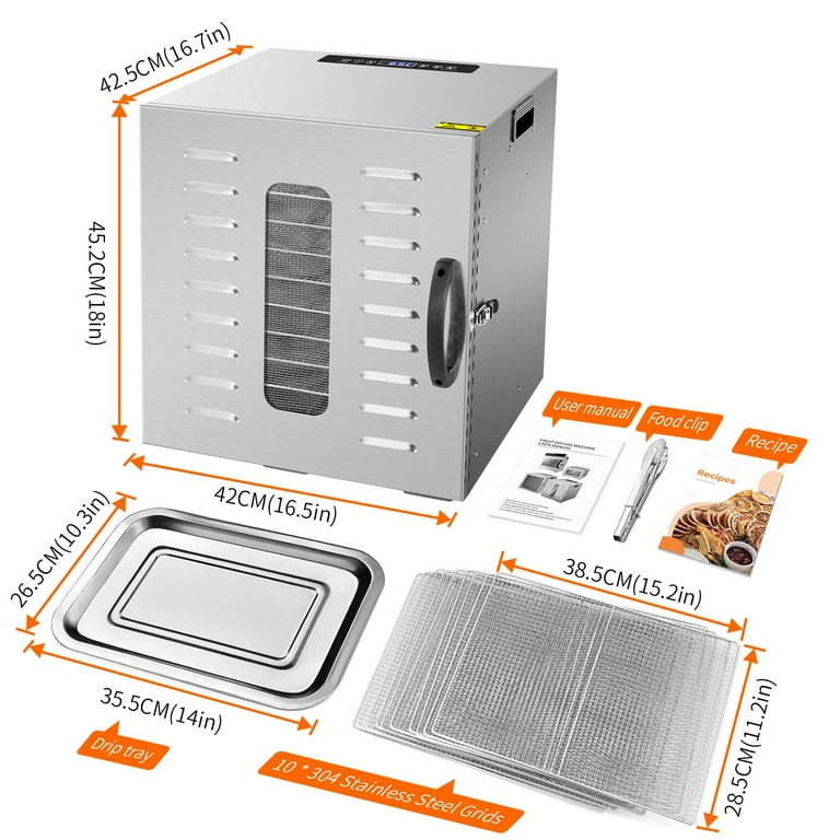 KWASYO 10 Layers Commercial Stainless Steel Food Dehydrator for Food and Jerky Fruit Dehydrator, Professional Jerky Maker Dryer with Adjustable Time KWASYO 10 Layers Commercial Stainless Steel Food Dehydrator for Food and Jerky Fruit Dehydrator, Professional Jerky Maker Dryer with Adjustable Time