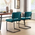 thumbnail image 3 of ONEVOG Velvet Dinning Kitchen Chairs Set of 2, Modern Armless Cantilevered Chairs with Matt Black Metal Legs, Upholstered Dinning Chairs for Kitchen Living Room, Teal, 3 of 8