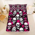 thumbnail image 5 of Homewish Spooky Halloween Skull Queen Sheets,Crown Heart Queen Sheet Sets,Pink White,4-Piece,1 Flat Sheet, 1 Fitted Sheet and 2 Pillowcases, 5 of 6