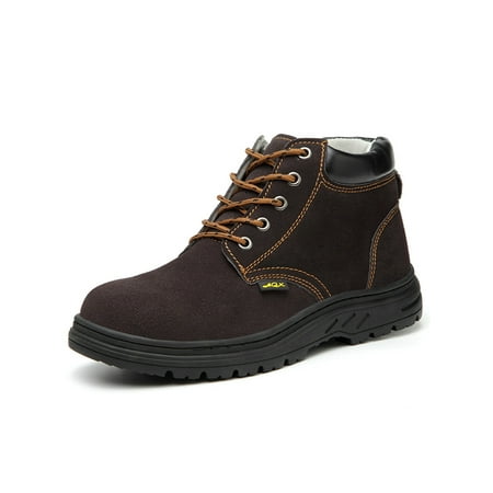 

Crocowalk Men Comfort Lace Up Ankle Bootie Construction Durable Steel Toe Safety Boot Dark Brown 9.5
