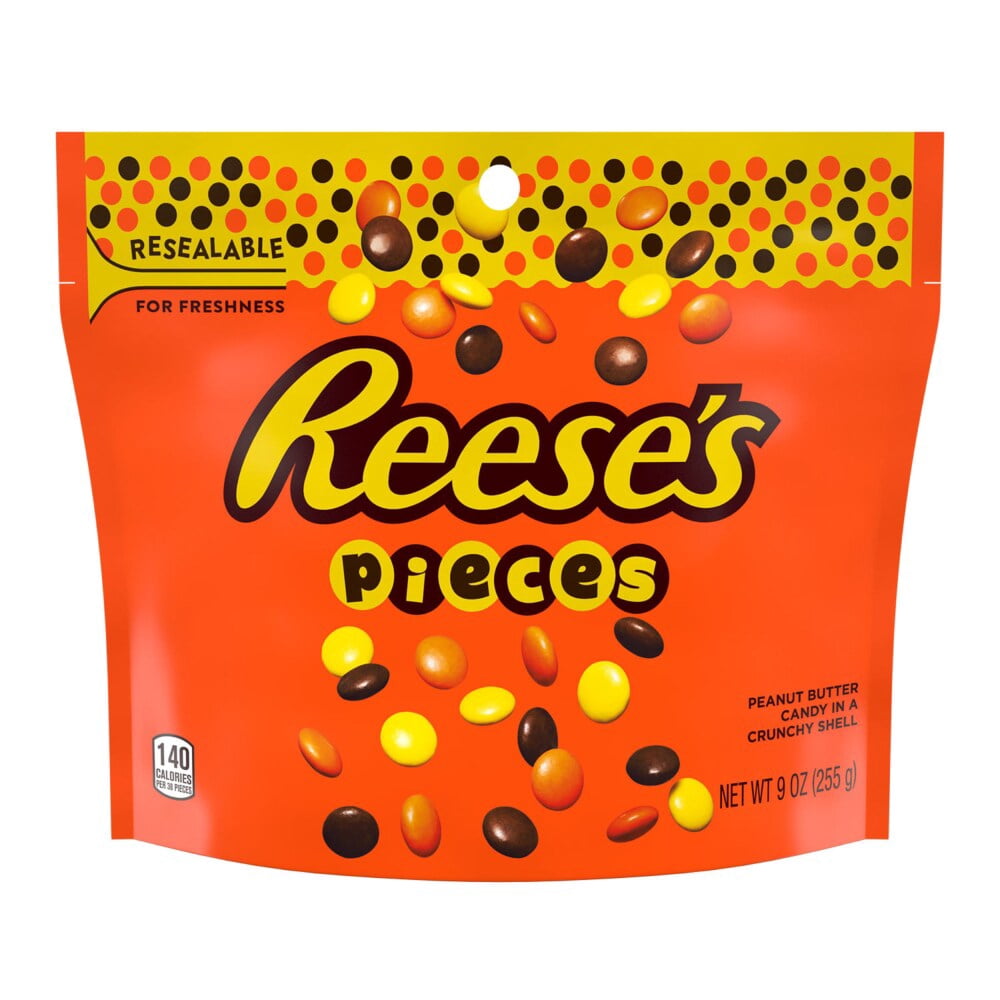 REESES PIECES Peanut Butter in a Crunchy Shell Candy Bag 9 oz - 5 Pack