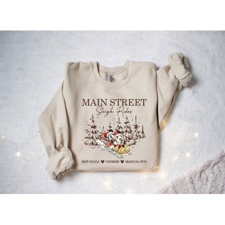Retro Mickey Minnie Main Street Sleigh Rides Shirts, Disney Christmas Shirt, Mickey Minnie Christmas Sweatshirt