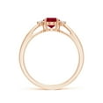 thumbnail image 2 of ANGARA Natural Tapered Shank 1 ct Ruby Engagement Ring with Diamond Accents in 14K Rose Gold for Women (Size-7x5mm) | July Birthstone, Anniversary, Jewelry Gift for Women | Natural Ruby Ring, 2 of 11