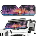 thumbnail image 2 of Garronmavis Hawaiian Coconut Trees Windshield Sunshade Sun Shade Compatible with Jeep Wrangler Rubicon Sahara TJ JK JKU 2 Door & 4 Door, 2 of 6