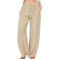 thumbnail image 1 of Minnieouse Pantalones de pierna ancha de algodón a la moda y versátiles para mujer para diario pantalones casuales para mujer pantalones Prendas para la parte inferior del cuerpo caqui S, 1 of 6