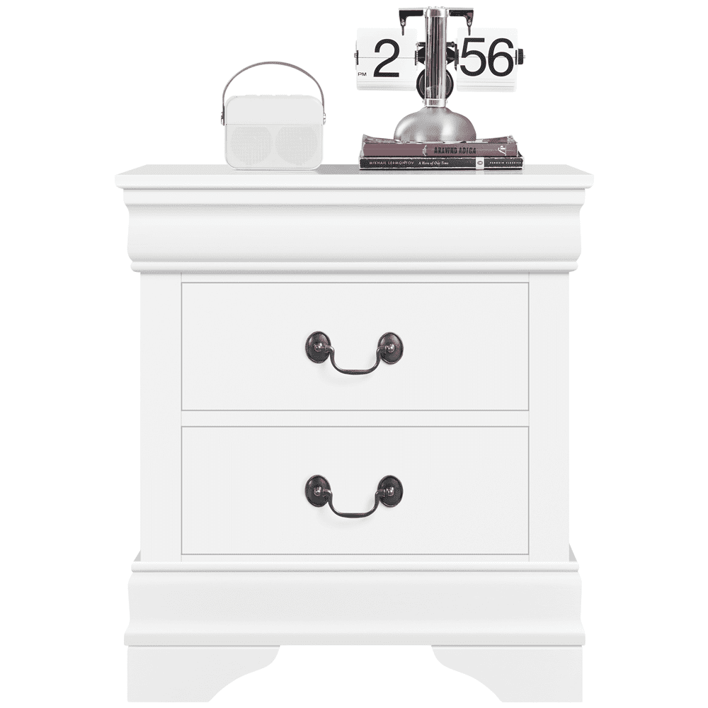 Renwick Modern 2-drawer Classic Side Table for Bedroom, White