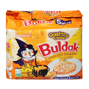 SAMYANG Buldak Quattro Cheese Hot Chicken Flavor Ramen (Stir Fried Instant Noodle) 5-5.11 oz (145g)Packs, NET WT. 25.55 oz (725g)