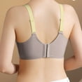 thumbnail image 4 of Bigersell Full-Coverage Wireless Bras for Women Lace V-Neck Push-up Bra No Underwire Hook and Eye Closure Smoothing Comfort Soft Padded Bra Everyday Wire-Free Bras Khaki L, 4 of 5