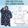 thumbnail image 4 of Oversized Wearable Blanket Hoodie,DarkBlue White Dinosaurs Plants Pattern Sherpa Blanket Hoodie with Super Pockets,Super Warm Fuzzy Pullover for Women & Men, 4 of 6