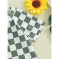 thumbnail image 6 of Suealasg Toddler Baby Boys 2Pcs Swimsuit Set 6M 1T 2T 3T 4T Short Sleeve Checkerboard Print Rash Guard Tops and Swim Trunks Kids Boys Summer Swimwear Bathing Suit, 6 of 9