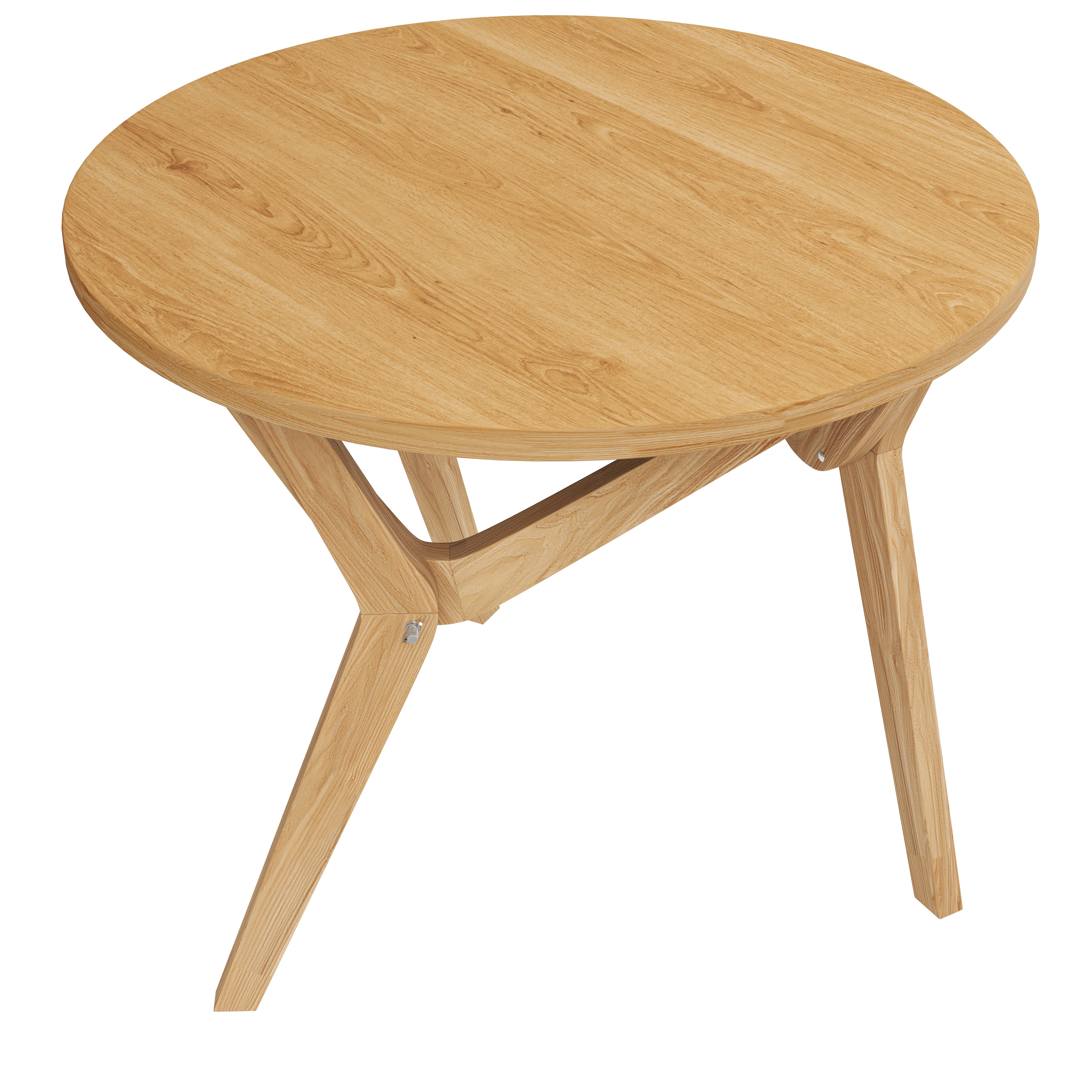 Aukfa 34.5" Convertible Round Dining Table to Coffee Table, Adjustable Height Wood Transformer Table for Small Space, Natural