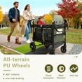 thumbnail image 4 of LINLUX 2 Kids Wagon Stroller, Foldable Outdoor 2-Seat Stroller Wagon, Removable Canopy, 55 Pound, Green, 4 of 9