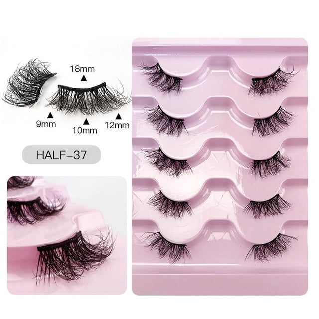 Zhuge 5 pares de pestañas de visón tenues, pestañas postizas de volumen natural, pestañas postizas, medias 37