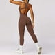 thumbnail image 4 of Mono de yoga de punto sin costuras para mujer, pantalones largos sin espalda y con aberturas - Elástico, transpirable y elegante para yoga/gimnasio - S-L, 4 of 5