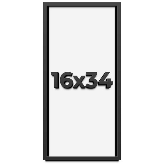 16x34 Shadow Box Frame Black | 1 inches Deep Real Wood Contemporary Shadowbox Display Frame | UV