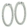 thumbnail image 2 of 14K White Gold Diamond Round Hoop with Safety Clasp Earrings, 2 of 7