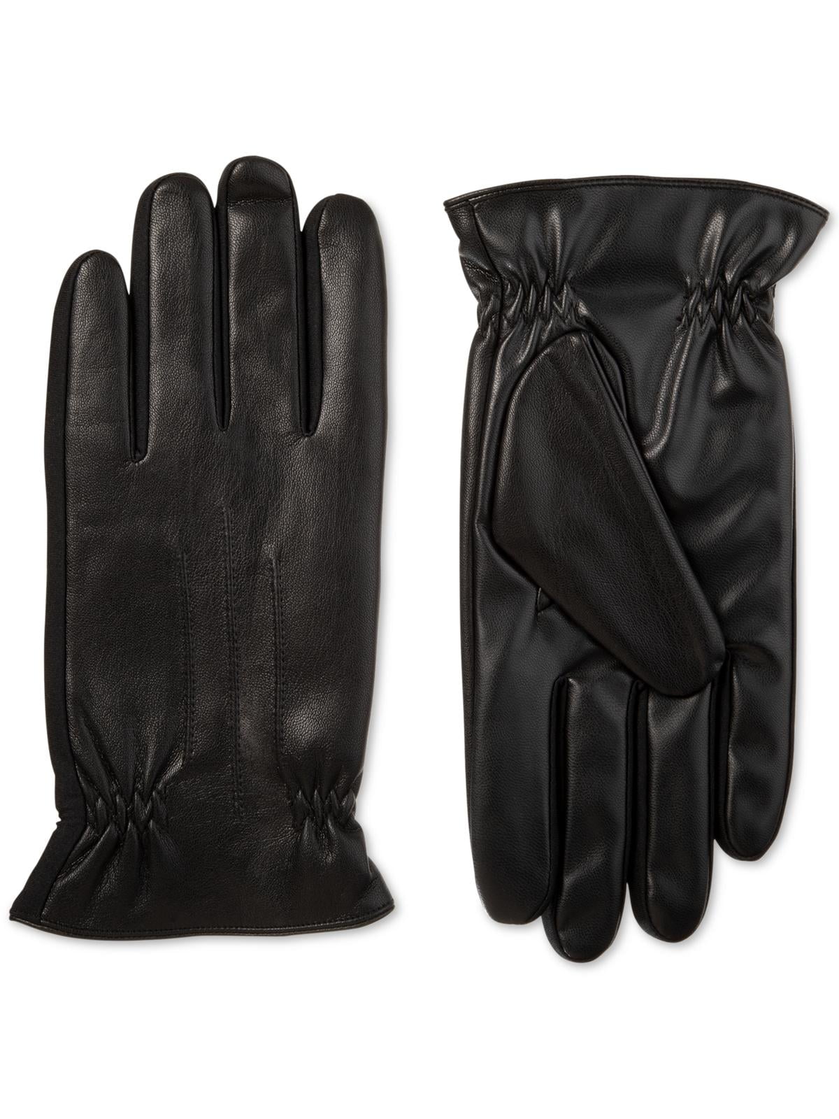 Isotoner Isotoner Mens Faux Leather Fleece Lined Driving Gloves