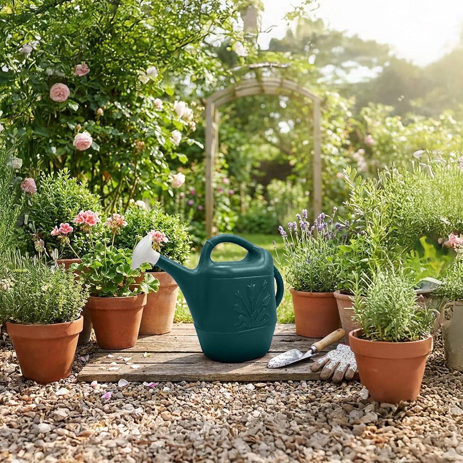 WJSP Watering Can 2 gallon Hunter Green for Garden Indoor Plants
