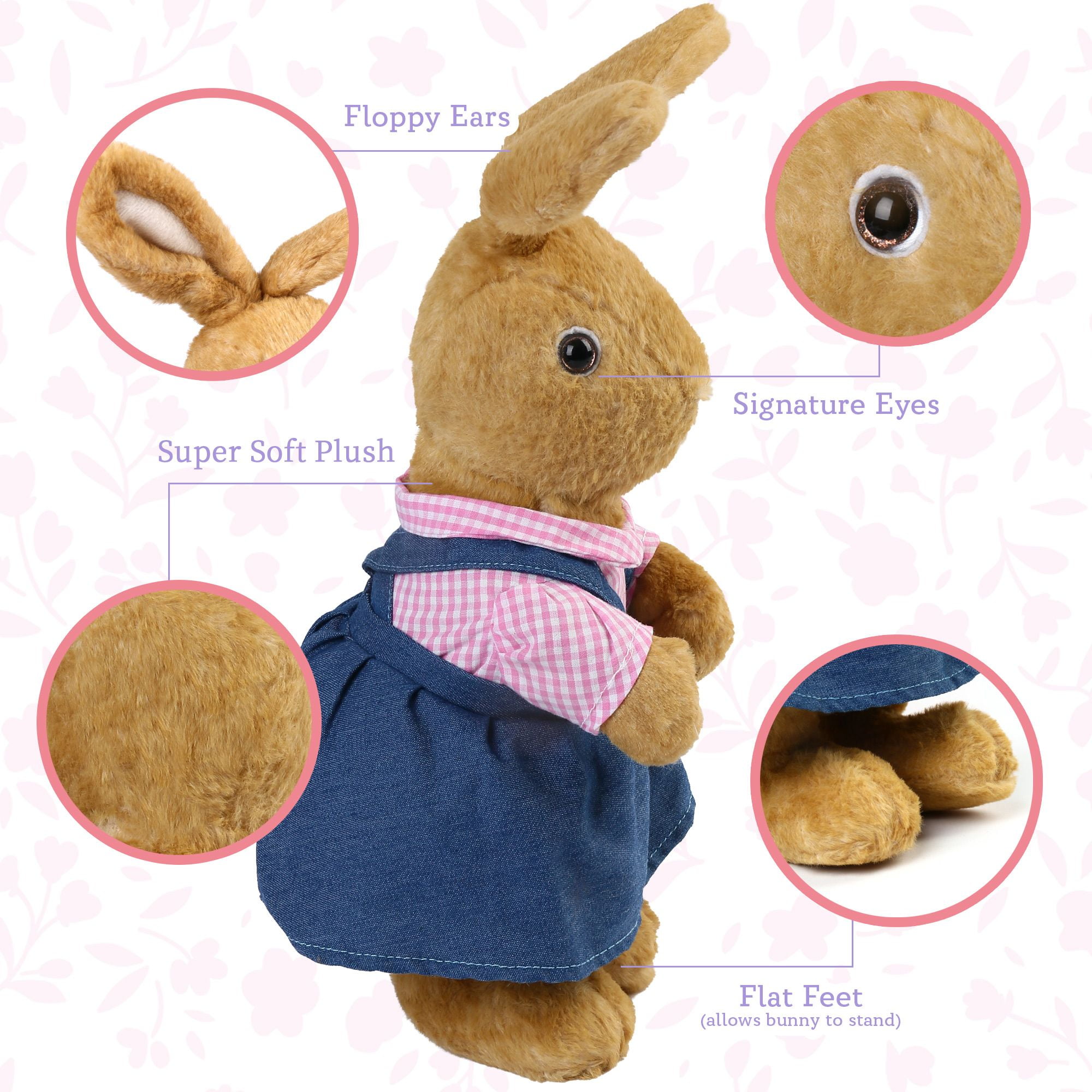 LotFancy Bunny Stuffed Animal, 12" Peter Rabbit Plush Toy for Home Decor, Easter Gift for Kids, Boys