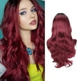 thumbnail image 2 of ILJNDTGBE Perruques de Fête Rouge Dégradé Perruque Cheveux Longs Bouclés Perruque Longue Naturelle Perruque Synthétique Cheveux Ondulés Perruque Femme, 2 of 8