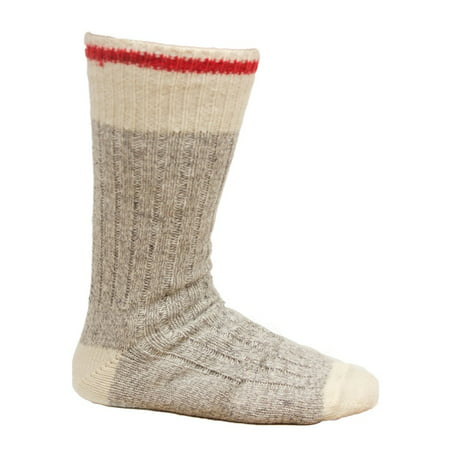 Duray Women's Wool Blend Work Socks Natural Gray With Red Stripe - Size