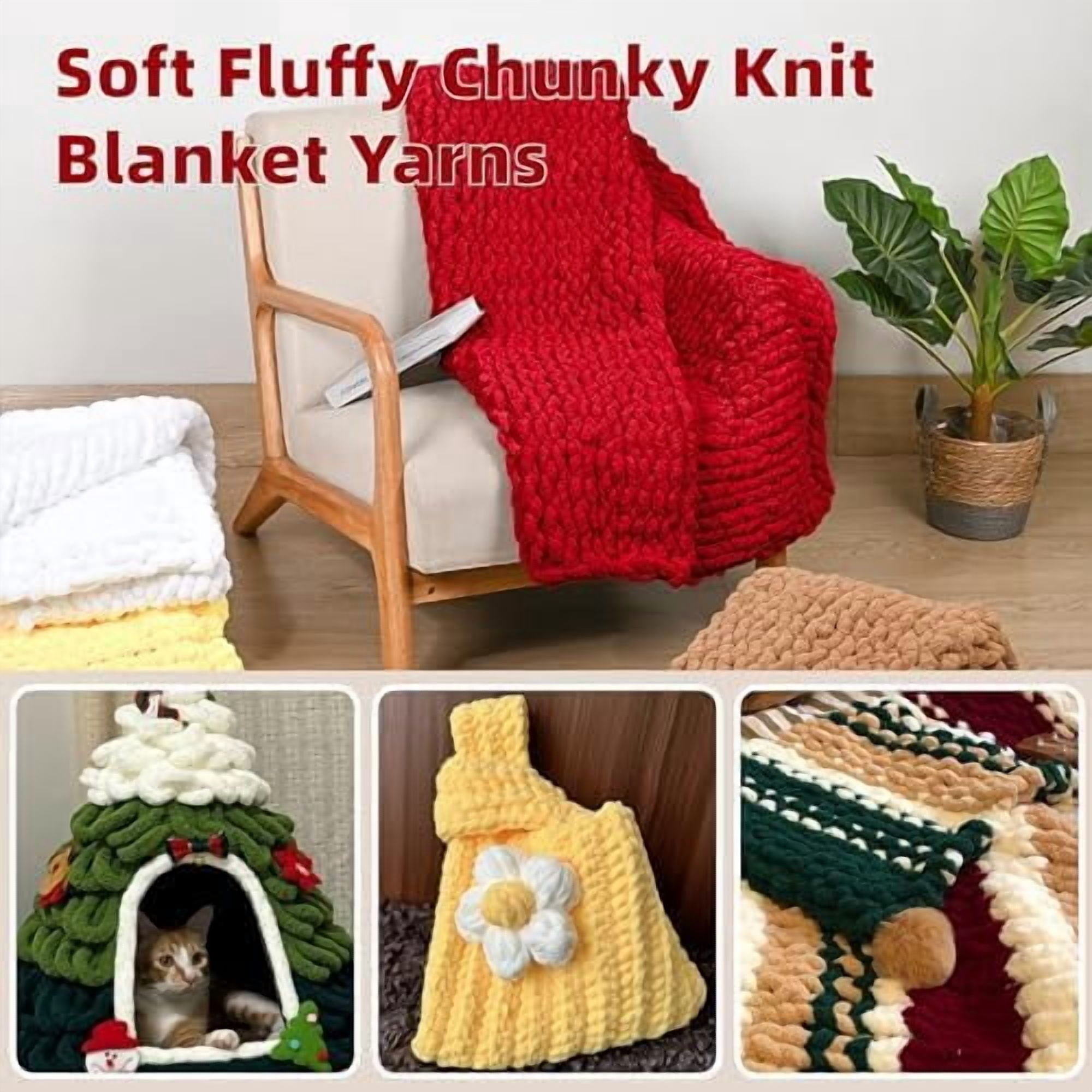 Chunky Yarn for Hand Knitting, 8 Packs Chunky Chenille Yarn for Crocheting, Bulky Thick Fluffy Yarns for Knitting, Super Bulky Blanket Yarns for Handcrafts 2045g (72oz) 245 Yards (224m)