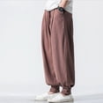 thumbnail image 3 of Men Harem Pants Loose Elastic Waist Casual Loose Lounge Trousers Solid Color, 3 of 8