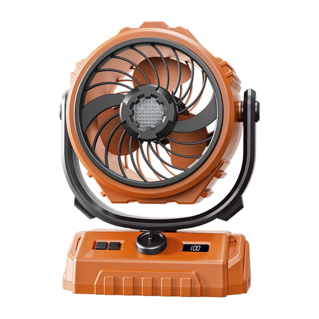 Diceymbol Outdoor Oscillating Fan with 100 Adjustable Speeds, 6000mAh Rechargeable Battery, Reverse Charging, Digital Display, Hook, and Night Light Portable and Powerful