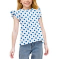 thumbnail image 2 of THDHVS Shirts for Girls,Girls Tops,Girls Polka Dot Short Sleeve Tee with Ruffle Hem Light Blue 10-11 Years, 2 of 8