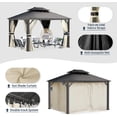 thumbnail image 3 of Techmilly 12W x 10 Hardtop Gazebo Steel Outdoor Double Vented Roof Khaki, 3 of 7