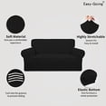 thumbnail image 3 of Stretch Loveseat Slipcover 1-Piece Sofa Cover Furniture Protector Couch Soft with Elastic Bottom for Kids Polyester Spandex Jacquard Fabric Small Checks (Loveseat, Black), 3 of 8