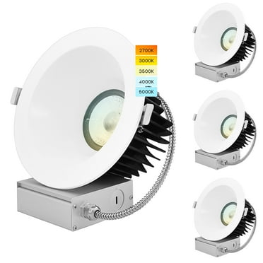 Luxrite 4 Inch LED Recessed Ceiling Light J-Box 15W 5 Color Selectable ...