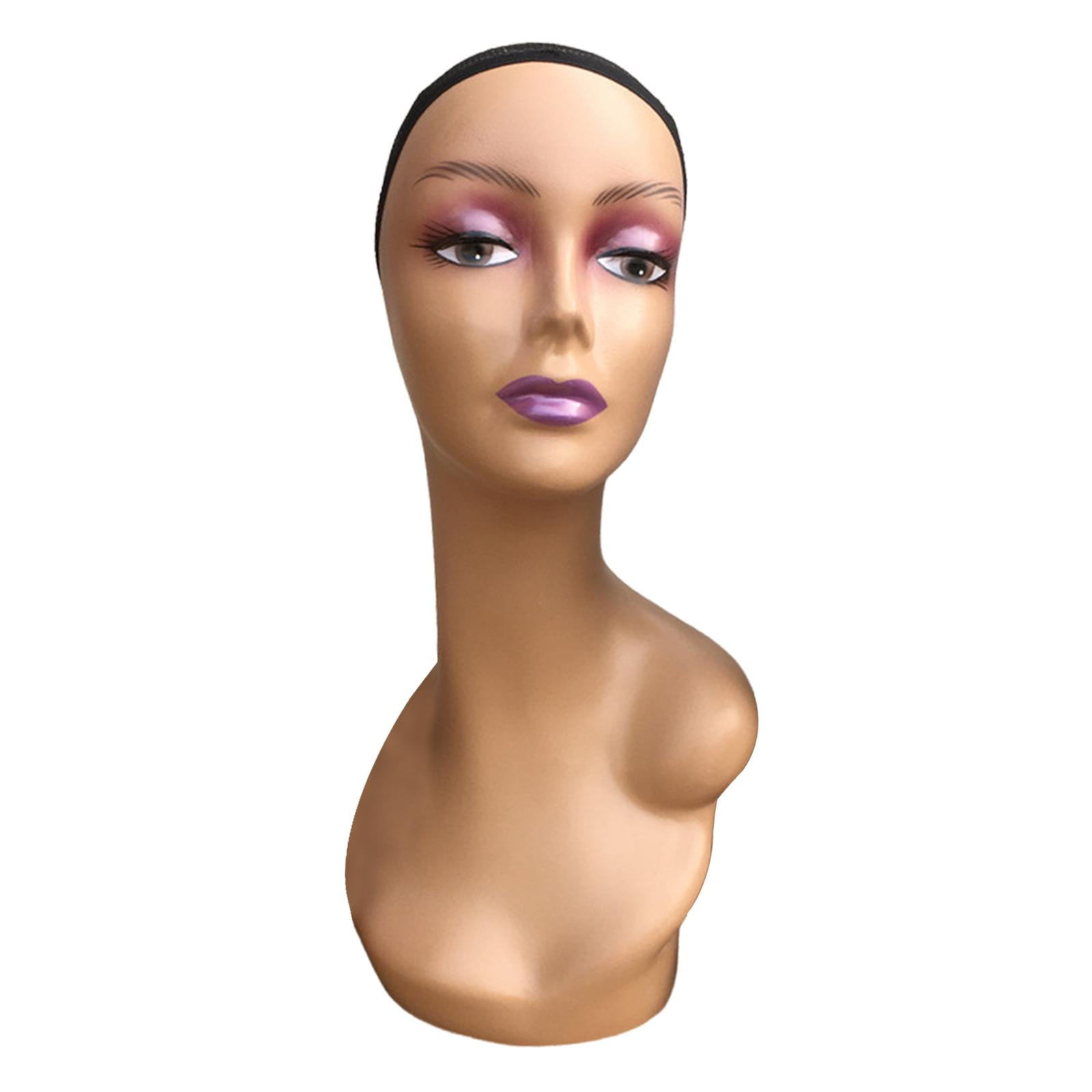 Female Mannequin Head, Manikin Long Neck Durable Multipurpose with Makeup, Professional Display Model for s Displaying Making Styling Style A
