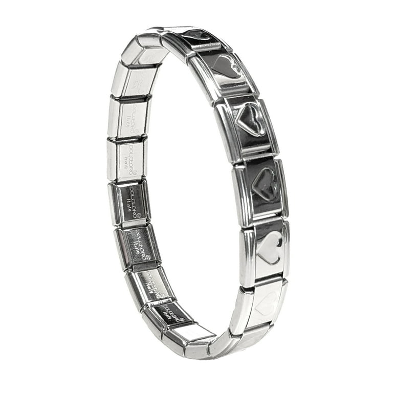 Recessed Heart 9mm Type Italian Modular Charm Bracelet for Women