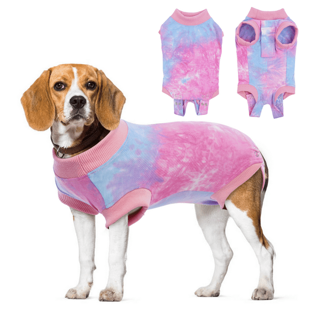 Kuoser Dog Recovery Suit Pet Tie-dye Color Recovery Shirt Surgical 