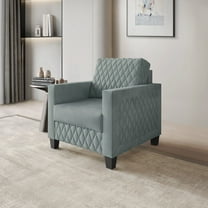 Castle Place Modern Luxe Velevet Diamond Tufted Upholstered Chair, Light Blue