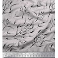thumbnail image 1 of Soimoi Gray Cotton Cambric Fabric Blueberry Leaves Print Sewing Fabric Yard 58 Inch Wide, 1 of 3